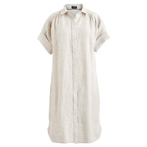 J. Crew Relaxed-fit short-sleeve Baird McNutt Irish linen Shirtdress in “Flax”